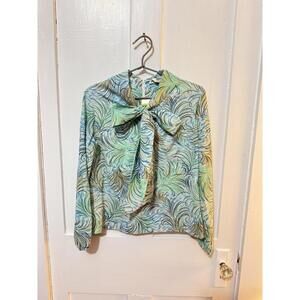 Vintage 1970s Montgomery Ward Psychedelic Bow Disco Blouse